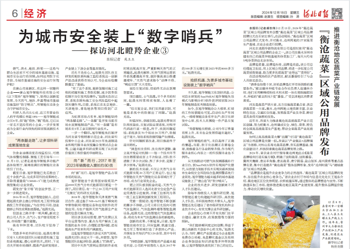 河北日报对K8凯发国际智能专题报道：瞪羚企业——为城市安全装上 “数字哨兵”
